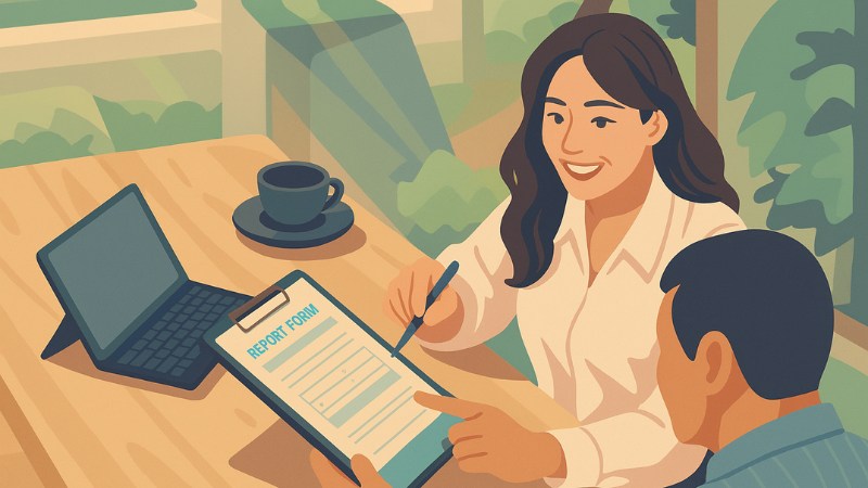 Un client qui signe un contrat de facilité de paiement pour son implant dentaire