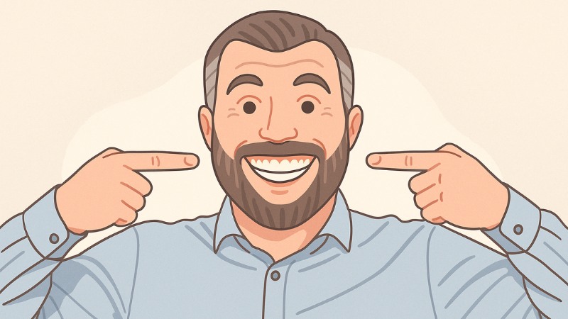 Un homme avec des dents parfaites grâce à Invisalign