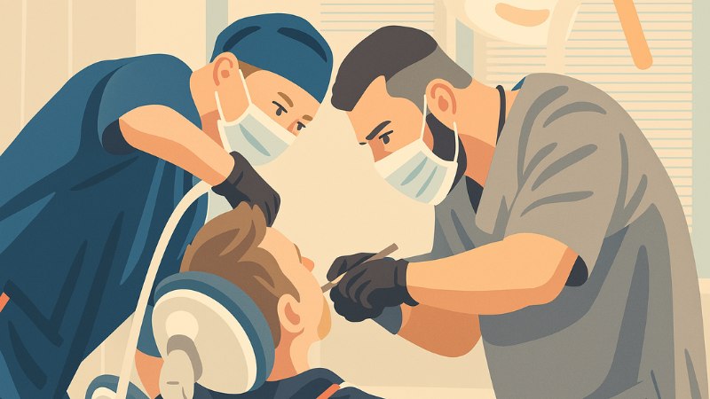 Un patient chez le dentiste pour des implants dentaires